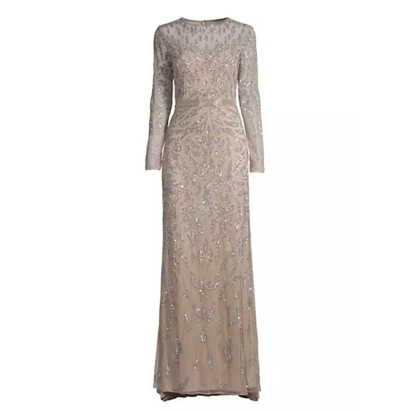 NEW Mac Duggal Beaded Long Sleeve Evening Full Length Gown Sz. 12 - Picture 9 of 9